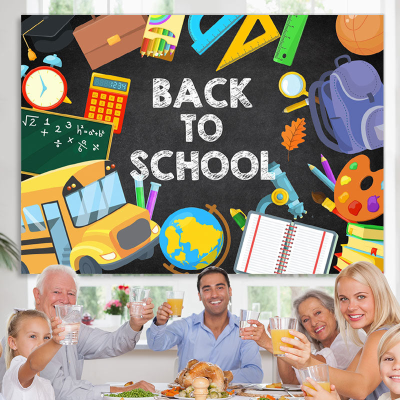 Lofaris Bus and student stationery Back to School Backdrop