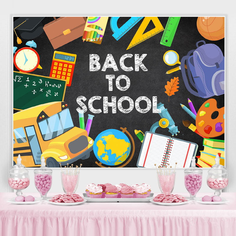 Lofaris Bus and student stationery Back to School Backdrop