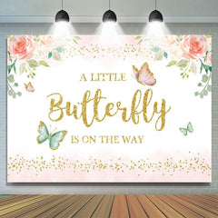 Lofaris Butterfly Pink Floral Baby Shower Backdrop for Girl