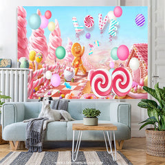 Lofaris Candy Land Ginger Bread Girl Kids Birthday Backdrop