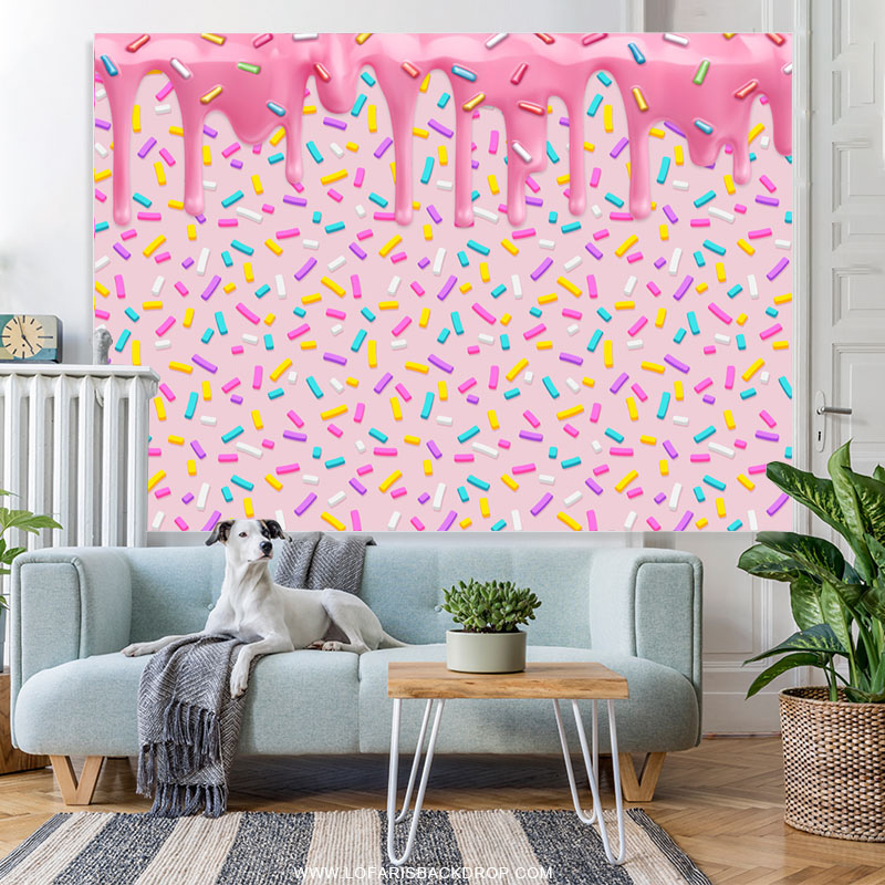 Lofaris Candyland Pink Dessert Colorful Happy Birthday Backdrop