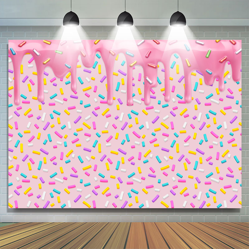 Lofaris Candyland Pink Dessert Colorful Happy Birthday Backdrop