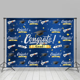 Lofaris Caps And Stars Dark Blue Congrat Grad Party Backdrop