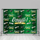Lofaris Caps And Stars Dark Green Congrat Grad Party Backdrop