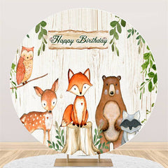 White Light Bokeh With Brown Wood Custom Round Backdrop