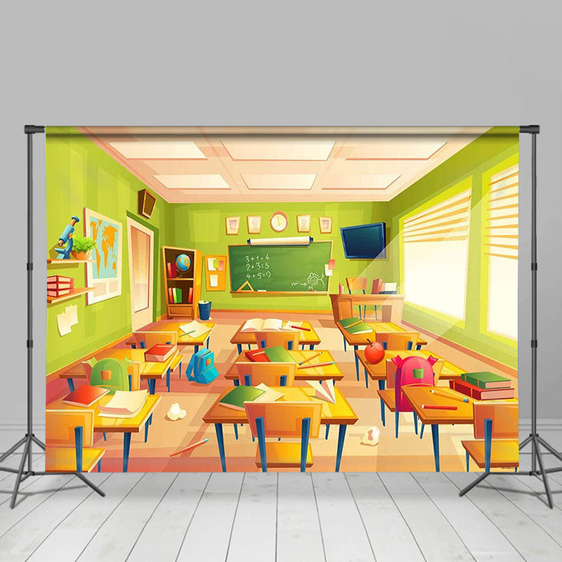 Lofaris Cartoon Classroom Theme Back To School Party Backdrop