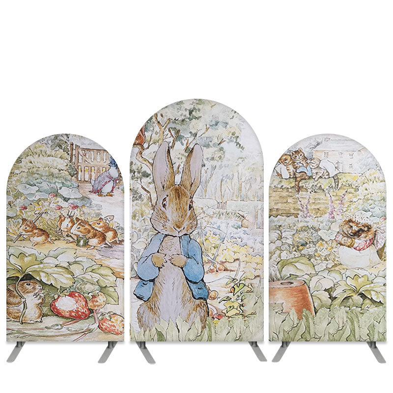 Lofaris Cartoon Farm Theme Little Rabbit Arch Backdrop Kit Banner