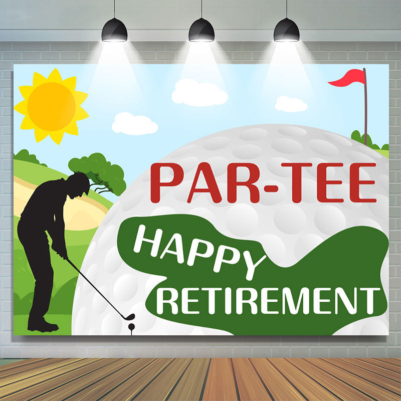 Lofaris Cartoon Golf Par-tee Happy Birthday Backdrop Banner