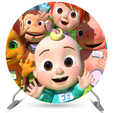 Lofaris Cartoon Happy Kids Round Birthday Backdrop Banner