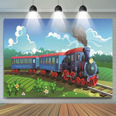 Lofaris Cartoon Little Train Theme Birthday Party Backdrop