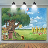 Lofaris Cartoon Sweet Honey Sky Grass Tree Spring Baby Shower Backdrop