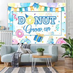 Lofaris Cartoon Theme Our Donut Grow Up Happy Birthday Backdrop