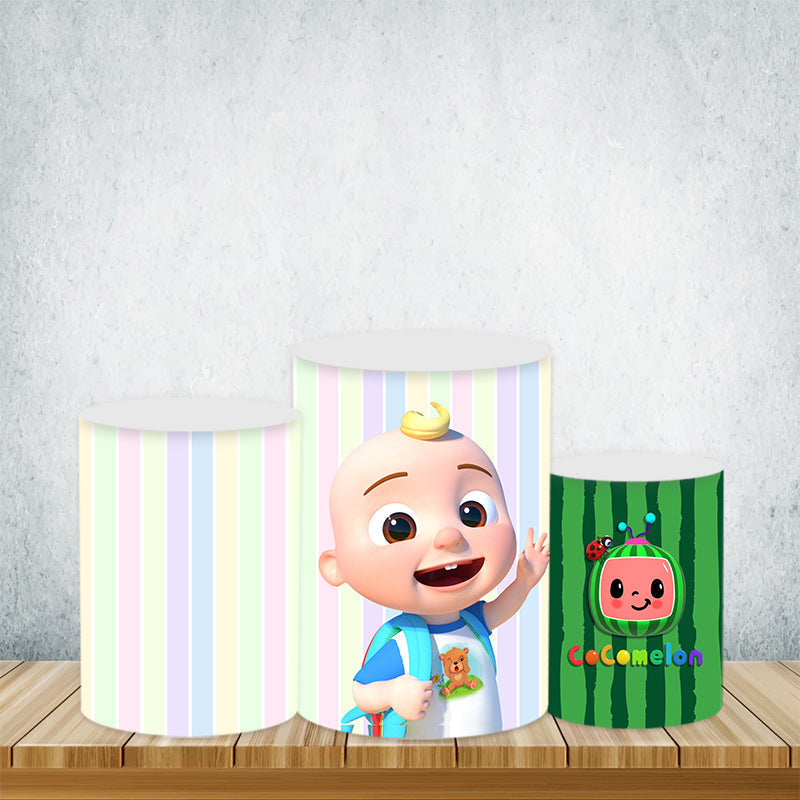 Lofaris Cartoon Watermelon Stripe Cylinder Cover Baby Birthday Cake Table