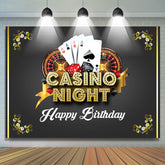 Lofaris Casino Night Card Black Gold Happy Birthday Backdrop