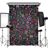Lofaris Chalkboard Colorful Graffiti Back to School Backdrop