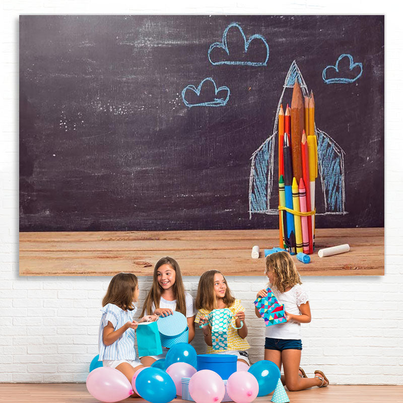 Lofaris Chalkboard Photo Backdrop Back to School Pencils Chalk