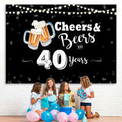 Lofaris Cheers And Beers To 40 Years Happy Birthday Backdrop