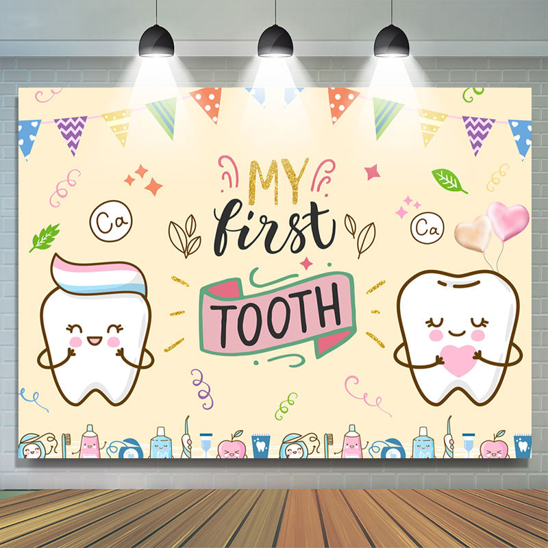 Lofaris Children 1st Birthday Backdrop For First Tooth Party