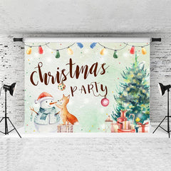 Lofaris Chrismas Tree And Snowman Green Backdrop For Party
