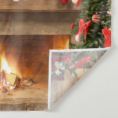 Lofaris Christmas Backdrop with Warm Fireplace Bonfire