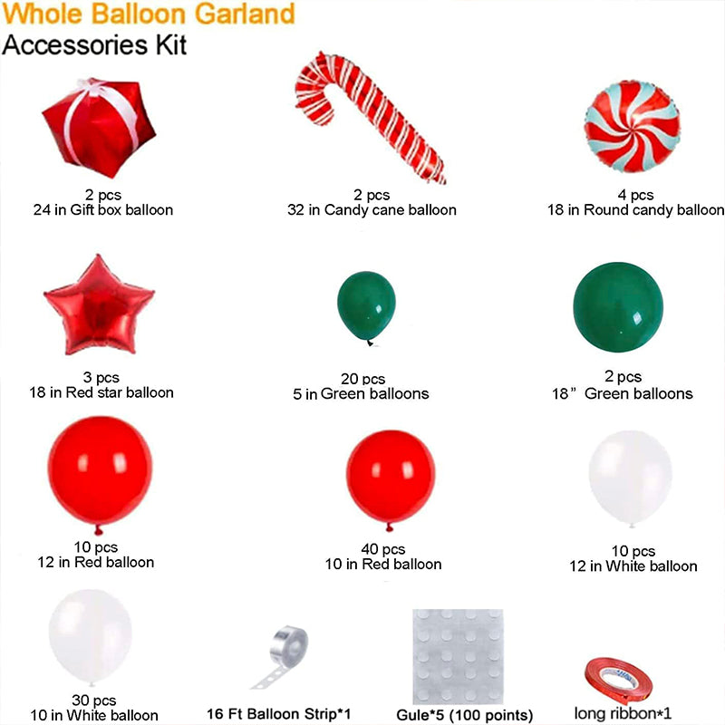 Lofaris Christmas Balloon Garland Arch Kit With Red White Candy | Party Decorations