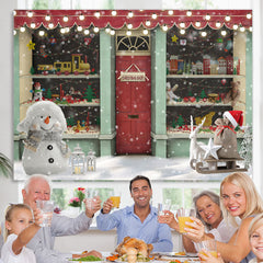 Lofaris Christmas Shop Glitter Light Snowman Backdrop