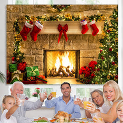 Lofaris Christmas stocking And Tree Brick Backdrop