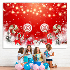 Lofaris Christmas Tree Candy Red Bokeh Backdrop for Party