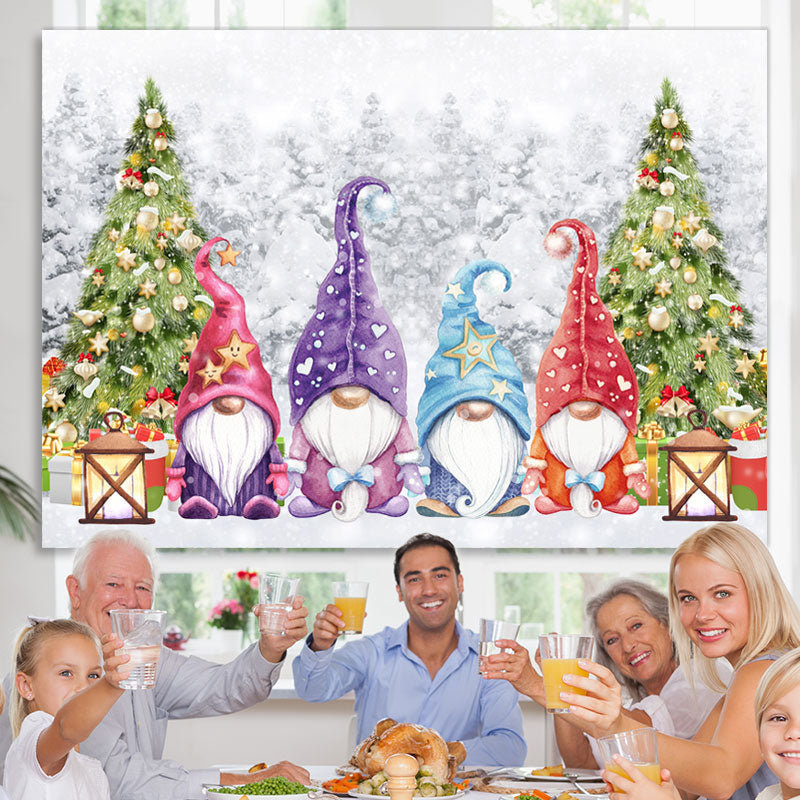 Lofaris Christmas Tree Colored Santa Claus Backdrop