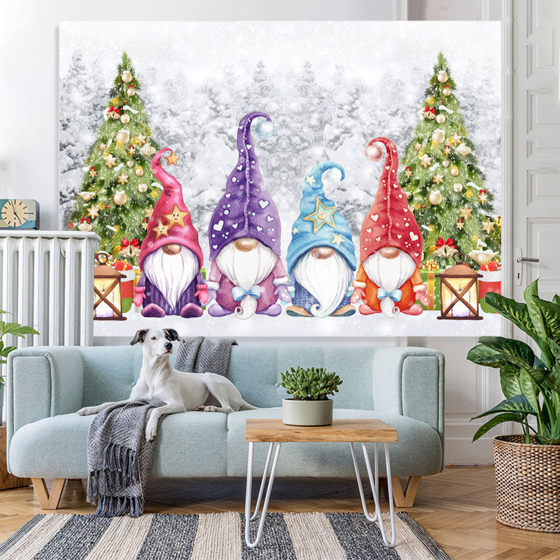 Lofaris Christmas Tree Colored Santa Claus Backdrop