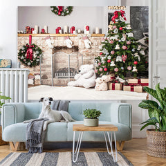 Lofaris Christmas Tree Polar Bear Wreath Backdrop