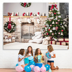 Lofaris Christmas Tree Polar Bear Wreath Backdrop