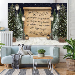 Lofaris Christmas Tree Snow Night Lights Merry Backdrop