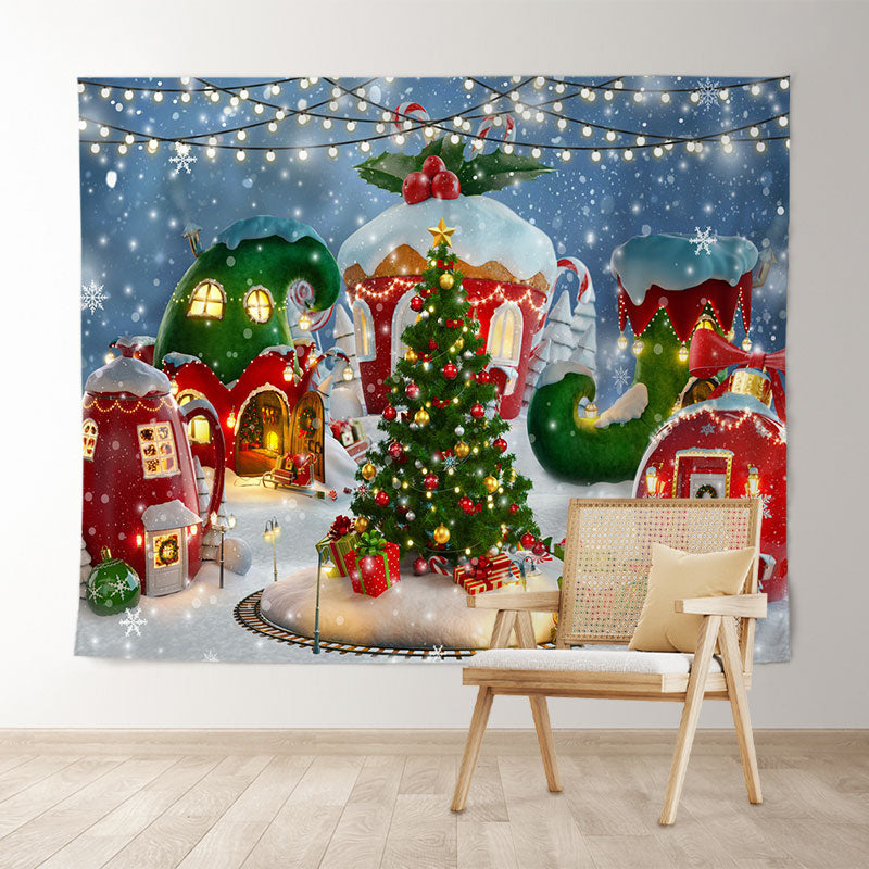 Lofaris Christmas Tree Snowflake Light Photoshoot Backdrop for Party
