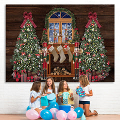 Lofaris Christmas Tree With Snowy Wood Backdrop Decoration