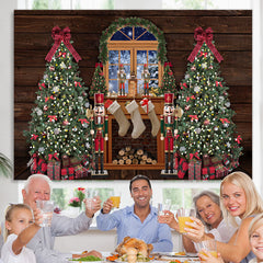 Lofaris Christmas Tree With Snowy Wood Backdrop Decoration