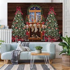 Lofaris Christmas Tree With Snowy Wood Backdrop Decoration