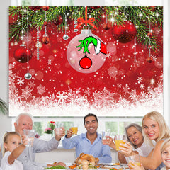 Lofaris Christmas Trees And Red Wall Snowflake Winter Backdrop