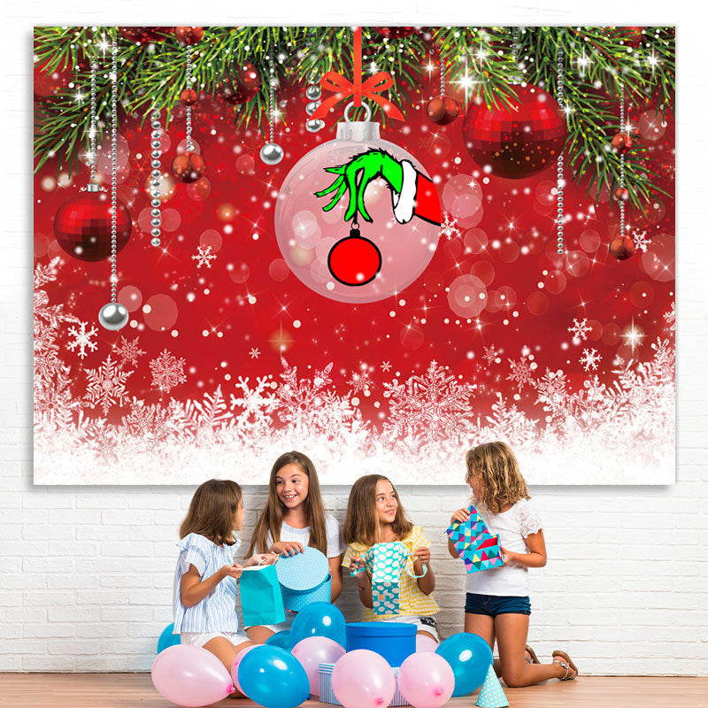 Lofaris Christmas Trees And Red Wall Snowflake Winter Backdrop