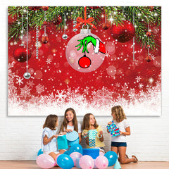 Lofaris Christmas Trees And Red Wall Snowflake Winter Backdrop