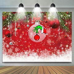 Lofaris Christmas Trees And Red Wall Snowflake Winter Backdrop