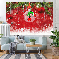 Lofaris Christmas Trees And Red Wall Snowflake Winter Backdrop