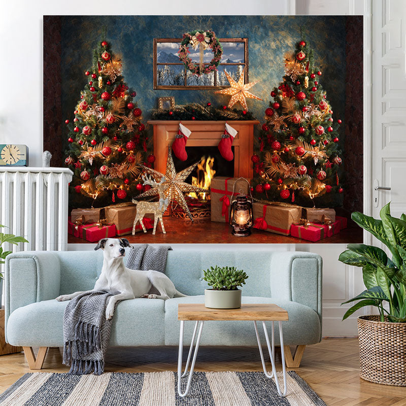 Lofaris Christmas Trees With Shiny Starfish Winter Backdrop