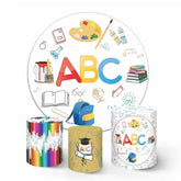 Lofaris Circle Abc Pattern White Graduation Day Backdrop Kit