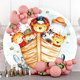 Lofaris Circle Animals And Boat Round Baby Shower Backdrop