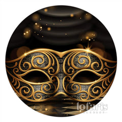 Lofaris Circle Black With Gold Masquerade Backdrop For Party