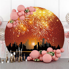 Pink And Brown Love Teddy Bear Round Wedding Backdrop