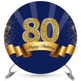 Lofaris Circle Glitter Royal Blue Happy 80th Birthday Backdrop
