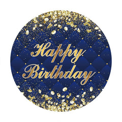 Lofaris Circle Gold And Navy Happy Birthday Backdrop For Party