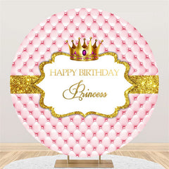Lofaris Circle Gold Glitter Happy Birthday Princess Backdrop